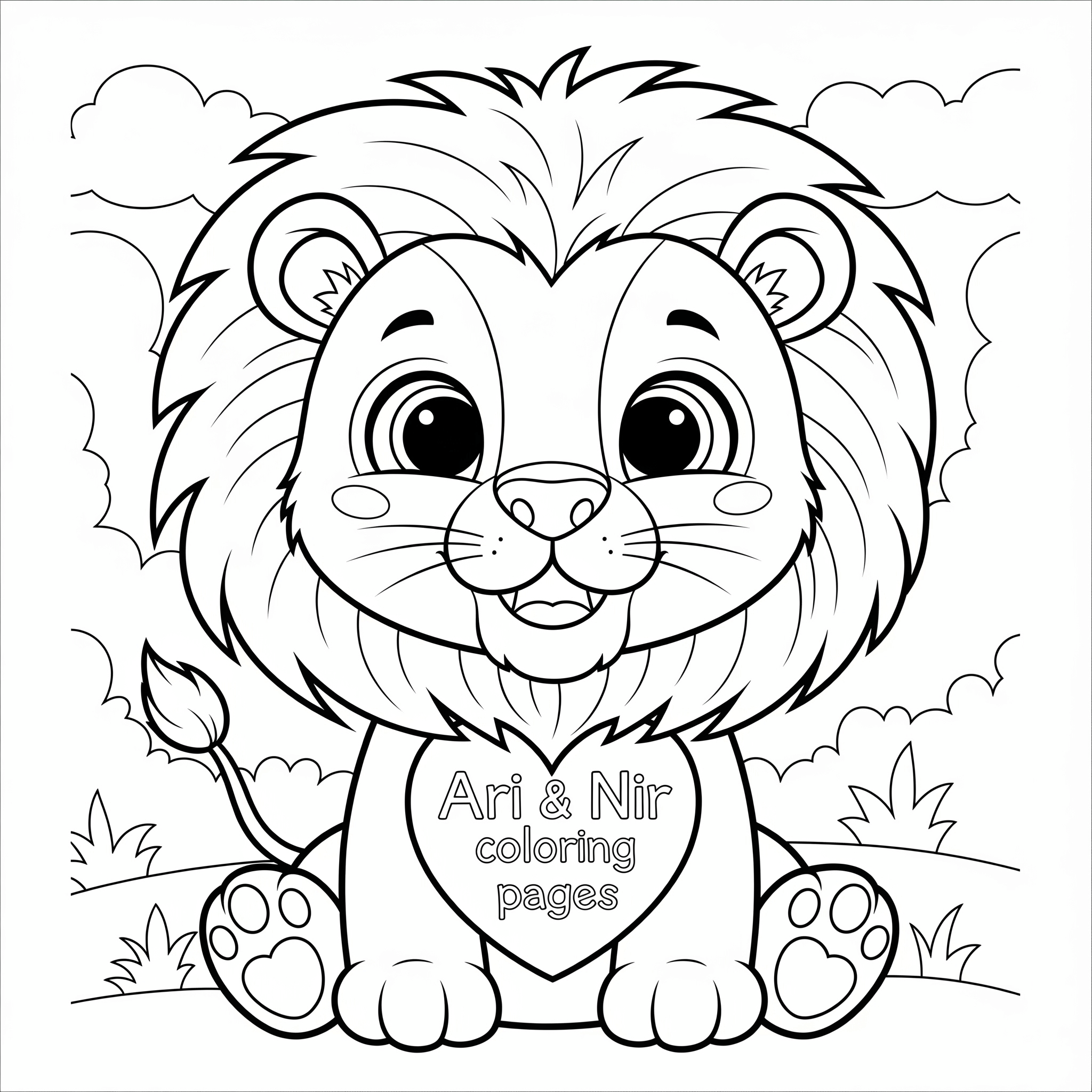 Coloring page of a lion