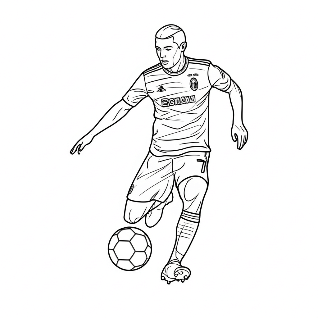 Coloring page of a soccer player