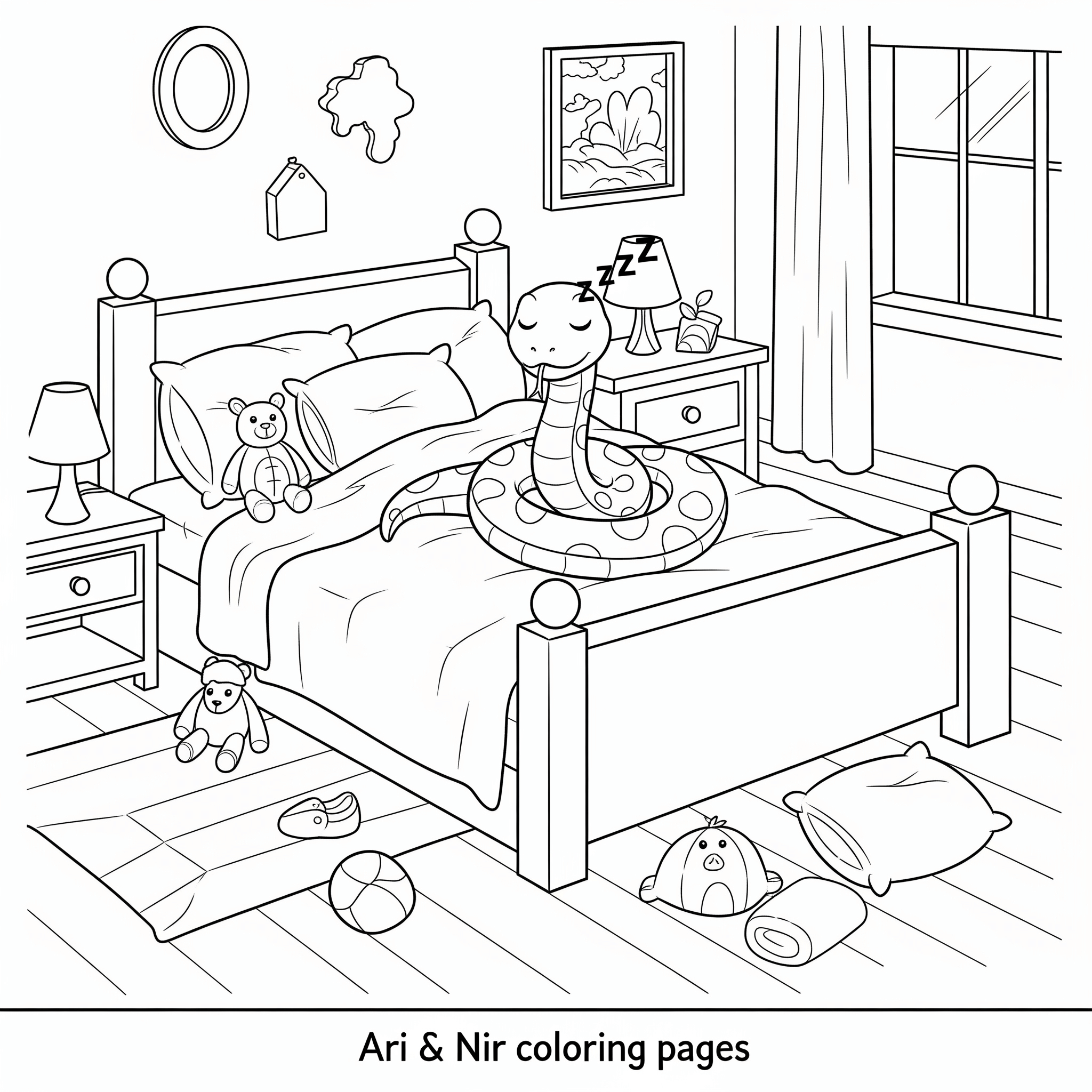 A sleeping snake in a child's room