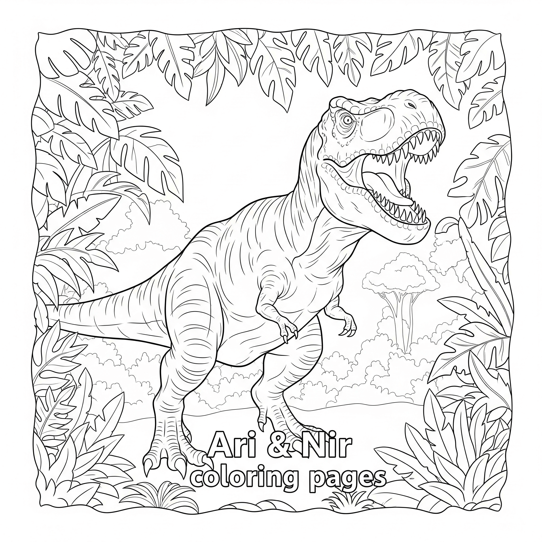 Coloring page of a T-Rex